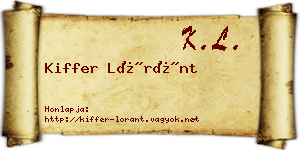 Kiffer Lóránt névjegykártya